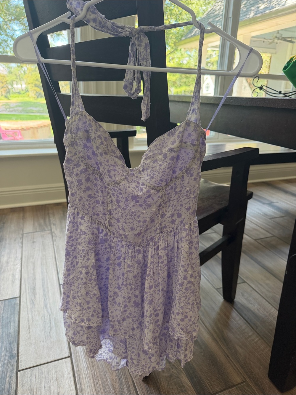 Lavender Floral Tie-Back Babydoll Dress - Sky to Moon